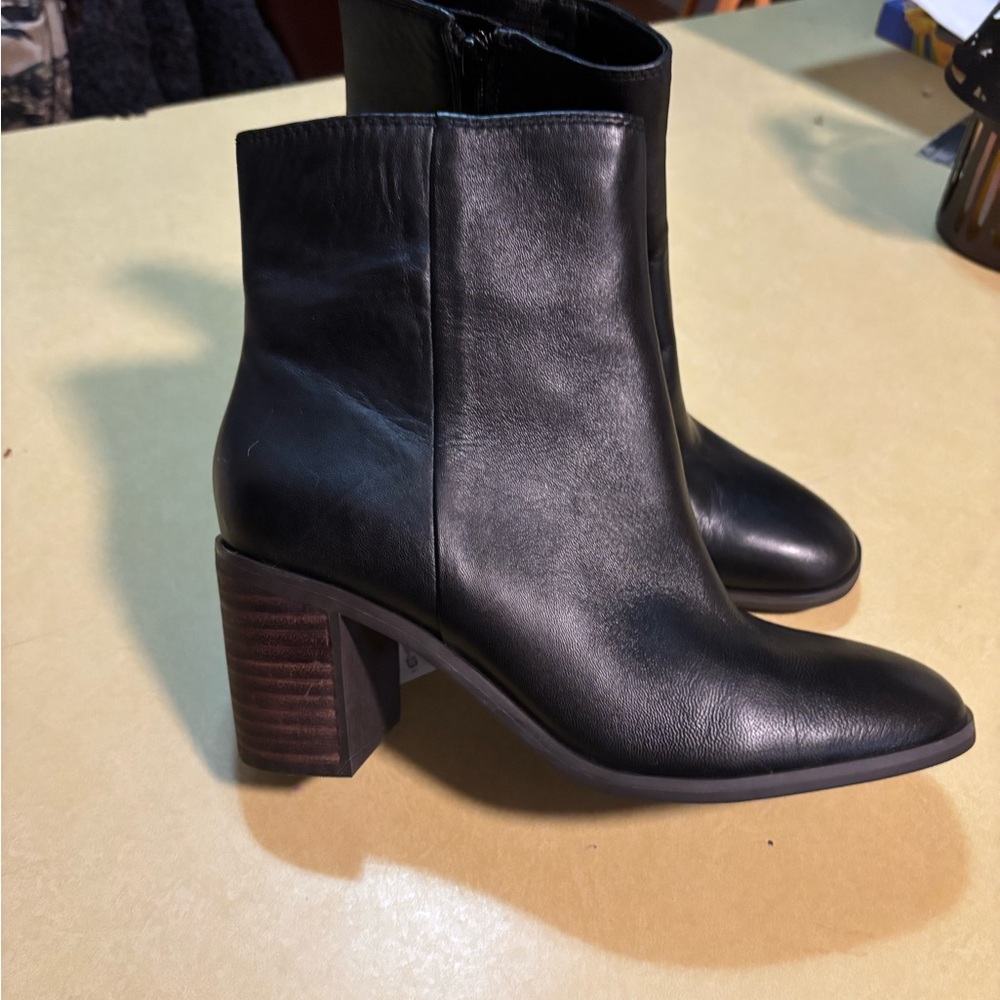 Black Leather Ankle Boots by Lucky Brand. NWT tag attached.